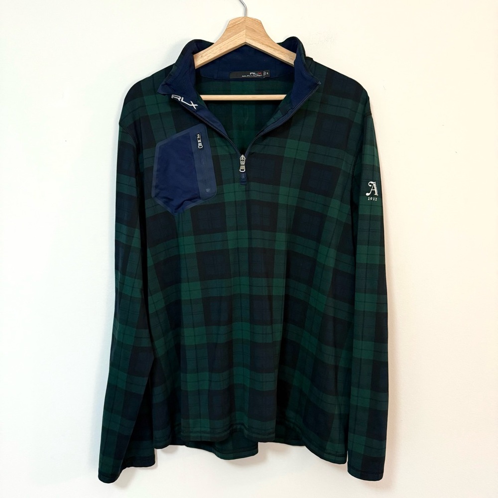 RLX Ralph Lauren Plaid 1/4 Zip Performance Golf Pullover Ansley Golf Club
